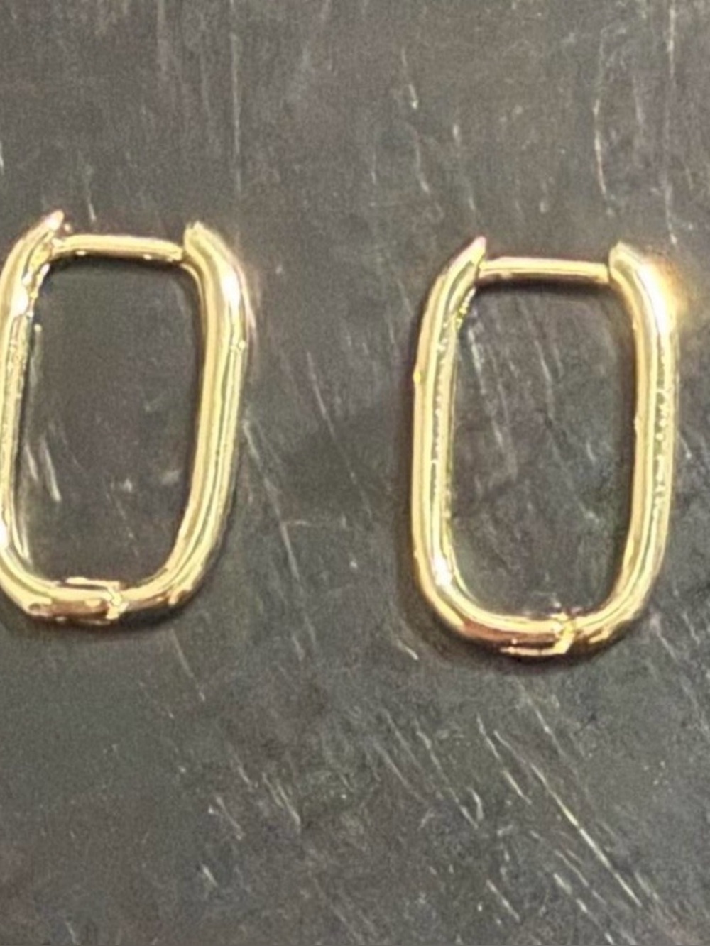 14k Gold Plated Rectangular Hoop Earrings